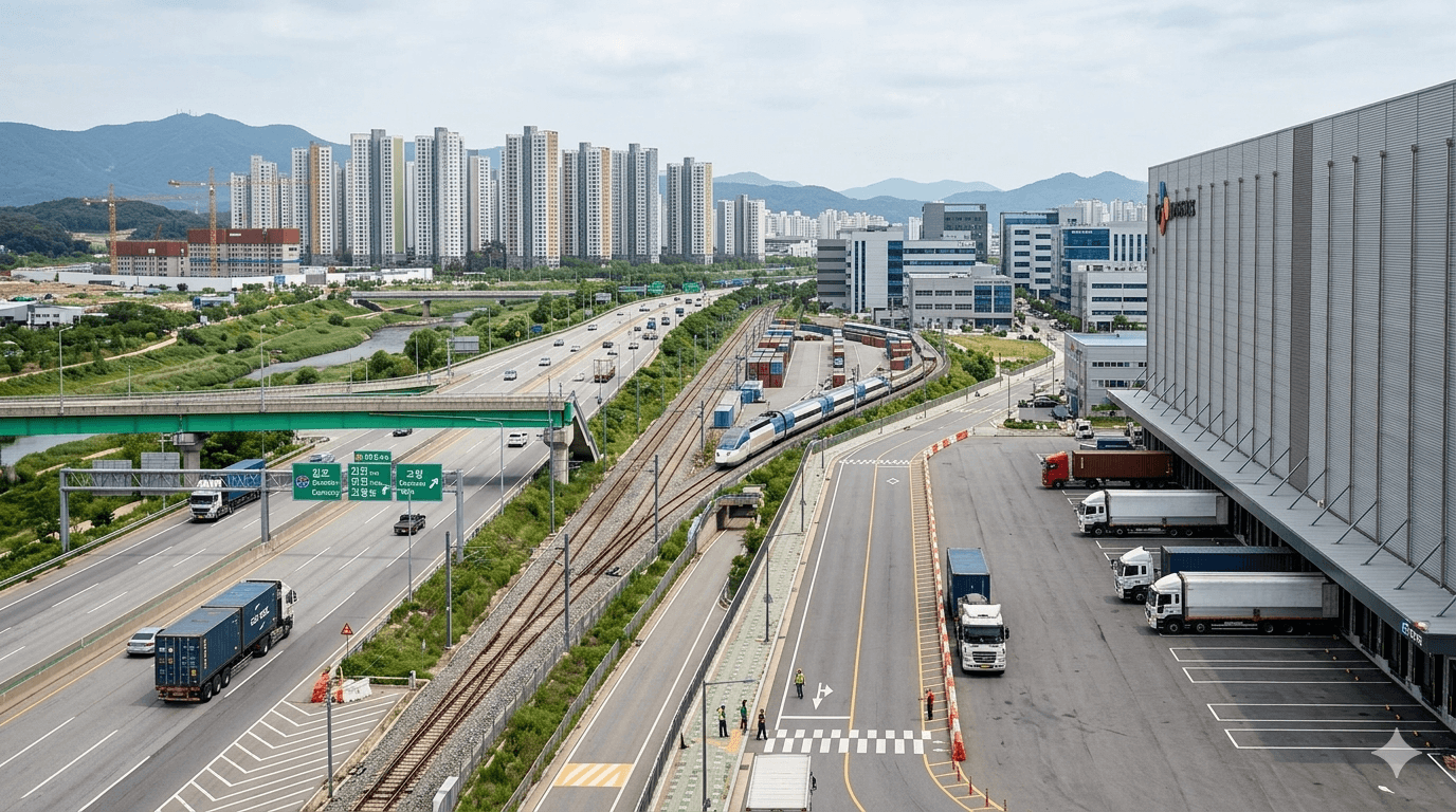 도시 주거지와 산업단지, 간선도로와 물류시설이 연결된 수도권 서북부 전경