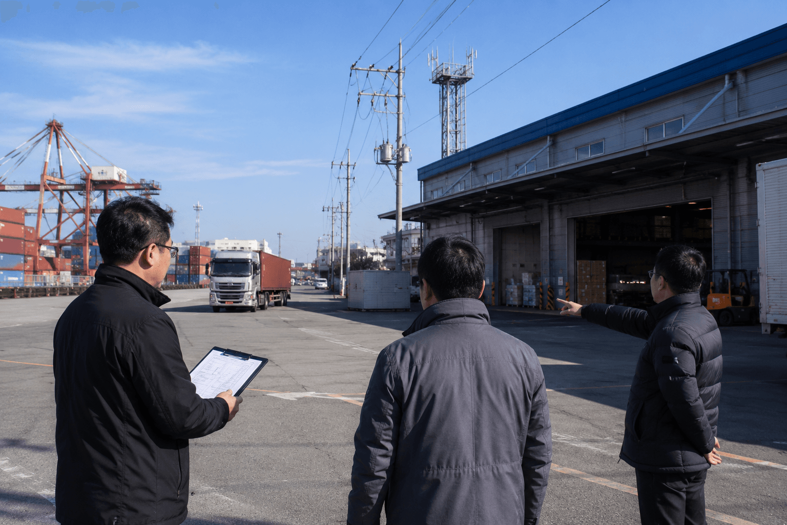 인천 산업지역에서 공장과 물류창고의 도로·상하차 공간·입지 조건을 점검하는 현장